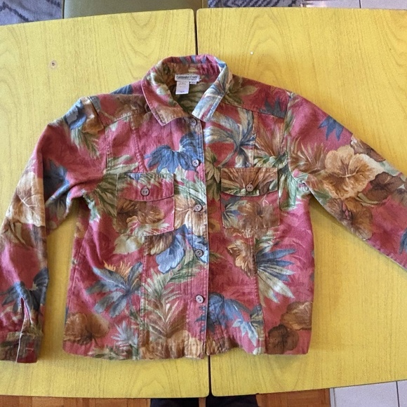 vintage denim esque jacket floral print - Picture 1 of 5